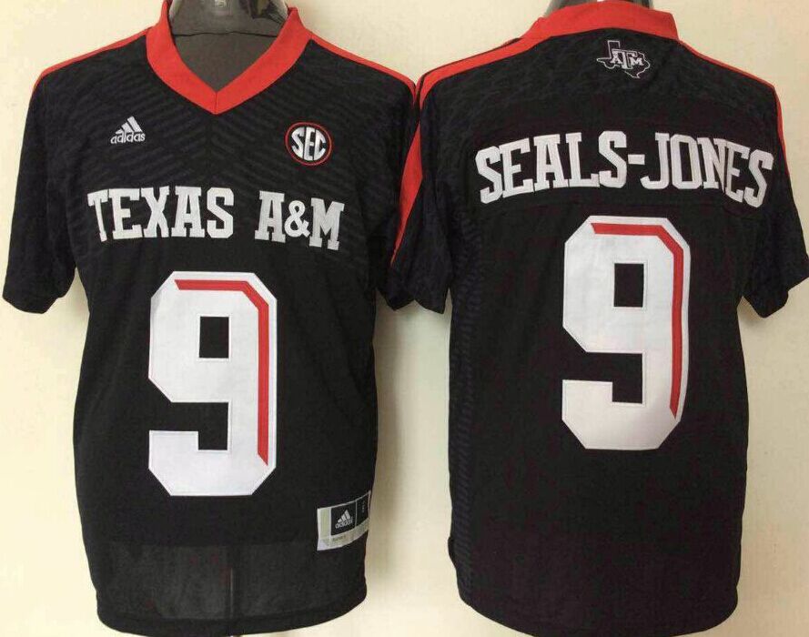 Men Texas A&M Aggies #9 Seals-Jones Black 2025 NCAA Jersey